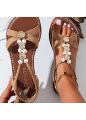 Light Coffee Peep Toe Falt Sandals