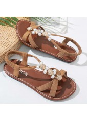 Light Coffee Peep Toe Falt Sandals | thumb picture 