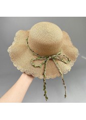 Light Camel Bowknot Visor Straw Hat