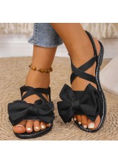 Black Bowknot Round Toe Falt Sandals | thumb picture 