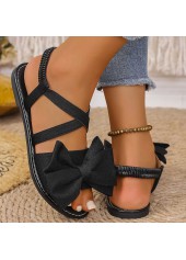 Black Bowknot Round Toe Falt Sandals | thumb picture 