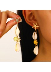 Golden Color Shell Alloy Detail Earrings