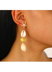 Golden Color Shell Alloy Detail Earrings | thumb picture 