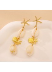 Golden Color Shell Alloy Detail Earrings | thumb picture 