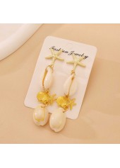 Golden Color Shell Alloy Detail Earrings | thumb picture 