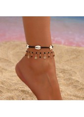 Golden Color Shell Alloy Detail Anklets