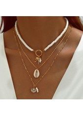 Golden Shell Tree Alloy Necklace Set