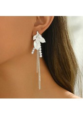 White Color Leaf Alloy Detail Earrings | thumb picture 