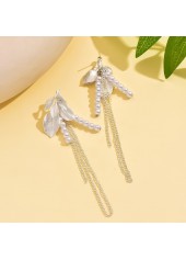 White Color Leaf Alloy Detail Earrings | thumb picture 