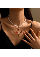 Double-layered Gold Color and Pearl Necklace | thumb picture 