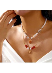 Double-layered Gold Color and Pearl Necklace | thumb picture 