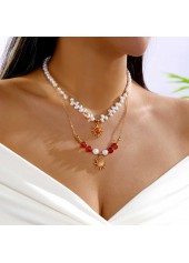 Double-layered Gold Color and Pearl Necklace | thumb picture 