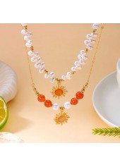 Double-layered Gold Color and Pearl Necklace | thumb picture 