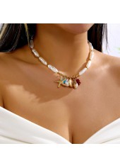 Golden Color Shell Pearl Detail Necklace