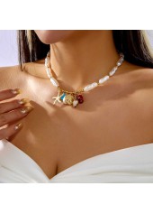 Golden Color Shell Pearl Detail Necklace | thumb picture 
