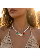 Golden Color Shell Pearl Detail Necklace | thumb picture 