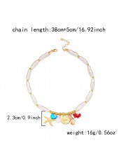 Golden Color Shell Pearl Detail Necklace | thumb picture 