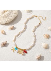 Golden Color Shell Pearl Detail Necklace | thumb picture 