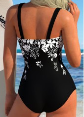 Black Wrap Floral Print One Piece Swimwear | thumb picture 