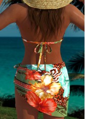 Multi Color Low Waisted Three-piece Floral Print Bikini Set | thumb picture 