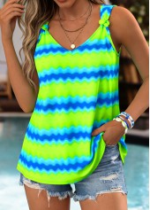 Neon Green Geometric Print Tie Strappy Tank Top | thumb picture 