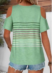 Grass Green Multi Stripe Print Twist T Shirt | thumb picture 