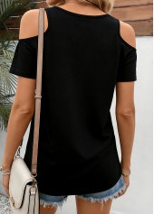 Black Tummy Coverage Short Sleeve V Neck T Shirt | thumb picture 