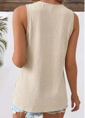 Light Coffee Pleated Sleeveless V Neck Tank Top | thumb picture 