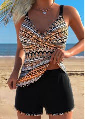 Multi Color Mid Waisted Tribal Print Tankini Set | thumb picture 
