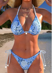 Light Blue Low Waisted Adjustable Tie Bikini Set