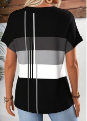 Black Geometric Print Tummy Coverage Short Sleeve T Shirt | thumb picture 