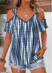 Dusty Blue Tie Dye Print Twist T Shirt