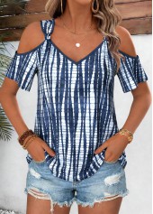 Dusty Blue Tie Dye Print Twist T Shirt | thumb picture 