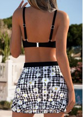 Black Mid Waisted Ruffle Plaid Bikini Set | thumb picture 