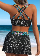 Black Mid Waisted Two-piece Polka Dot Bikini Set | thumb picture 