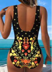 Black Tummy Control Tribal Print One Piece Swimwear | thumb picture 