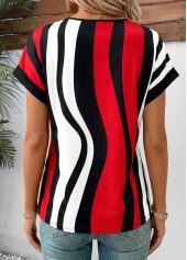 Red Geometric Print Tummy Coverage Short Sleeve T Shirt | thumb picture 