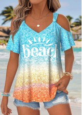 Multi Color Ombre Tie Short Sleeve T Shirt