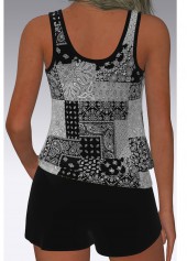 Black Mid Waisted Blouson Paisley Print Tankini Set | thumb picture 