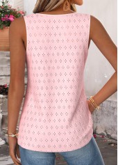 Pink Curved Hem Sleeveless V Neck Tank Top | thumb picture 