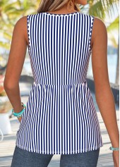 Navy Striped Twist Sleeveless V Neck Tank Top | thumb picture 