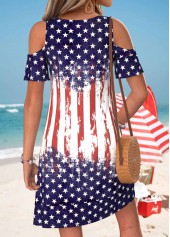 American Flag Multi Color Short Tie V Neck Dress | thumb picture 