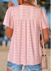 Light Pink Shirred Short Sleeve Bandeau T Shirt | thumb picture 