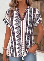 Multi Color Tribal Print Short Sleeve T Shirt