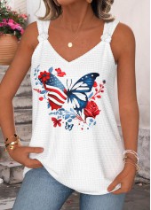 American Flag White Butterfly Print Tie Sleeveless Tank Top | thumb picture 