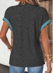 Dusty Blue Geometric Print Tummy Coverage T Shirt | thumb picture 
