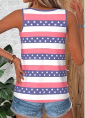 Multi Color Flag Print Patchwork Sleeveless Tank Top | thumb picture 