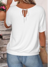 Purple Floral Print Tie Short Sleeve T Shirt | thumb picture 