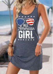 American Flag Dark Grey Marl Short Cut Out Dress | thumb picture 