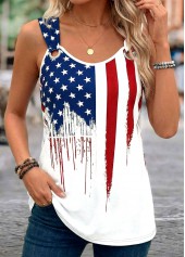 American Flag White Tummy Coverage Sleeveless Tank Top | thumb picture 